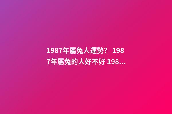1987年屬兔人運勢？ 1987年屬兔的人好不好 1987年屬兔的人運勢好不好